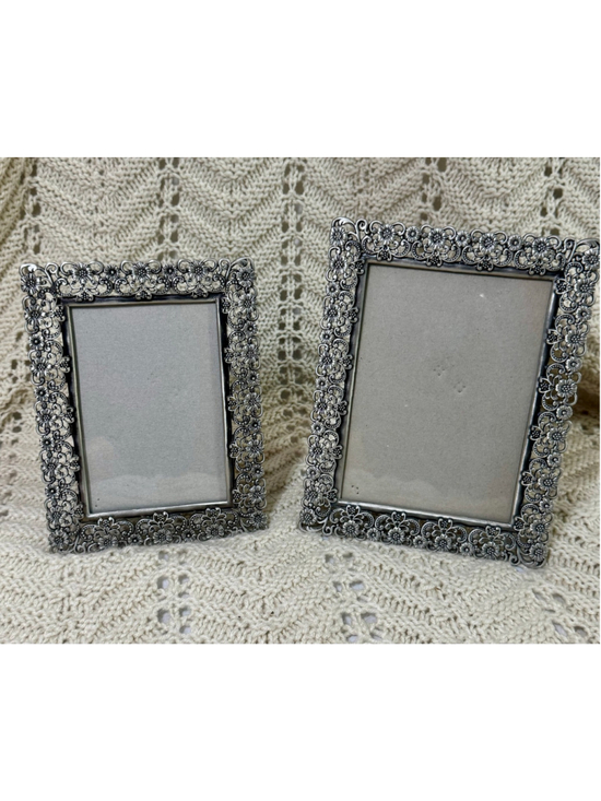 Unbranded Other - Set of 2 Ornate Pewter Filigree Picture Frames 4x6 & 5x7 Daisy Sunflower
